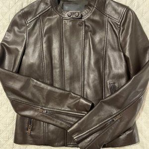 Massimo Dutti Brown Nappa Leather Jacket, Size XS, worn 2x.